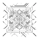 An abstract geometric pattern inspired by video game graphics, with the 'wasd' keys as a focal point tattoo design idea