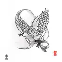 Dove with ribbon  tattoo design idea