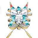 Dove with ribbon  tattoo design idea
