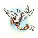 Dove with ribbon  tattoo design idea