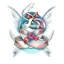 Dove with ribbon  tattoo design idea