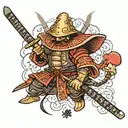 mushroom ronin samurai tattoo design idea