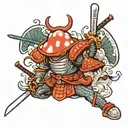 mushroom ronin samurai tattoo design idea