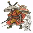 mushroom ronin samurai tattoo design idea