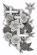 I want the scripture Proverbs 16:3 with the crosses, clouds, and roses  tattoo design idea