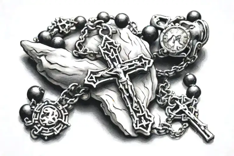 rosary finger tattoo  tattoo design idea