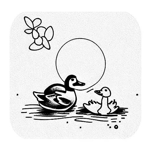 duckling and a puppy tattoo design idea