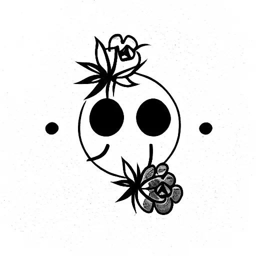 flower with smiley face tattoo design idea