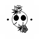 flower with smiley face tattoo design idea