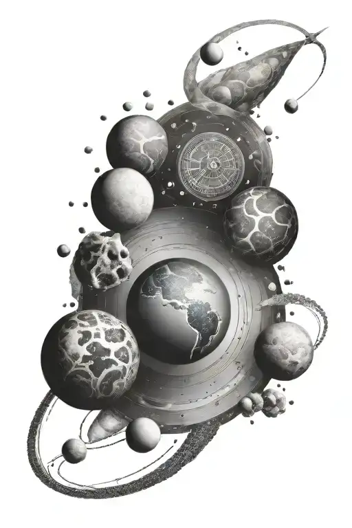 time,  planets,  history,  future  tattoo design idea