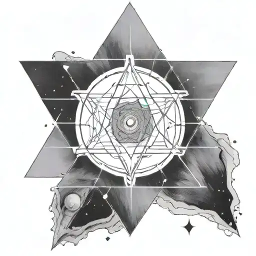 Anunnaki symbol intertwined with Pleiades constellation tattoo design idea