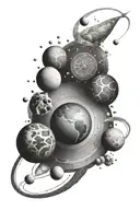 time,  planets,  history,  future  tattoo design idea