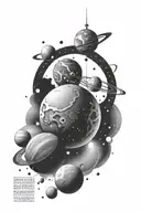 time,  planets,  history,  future  tattoo design idea