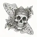 Design a tattoo with the word Babci. Include a royal flush in trump suit, a bingo card and a cigarette in an ash tray tattoo design idea