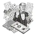 Design a tattoo with the word Babci. Include a royal flush in trump suit, a bingo card and a cigarette in an ash tray tattoo design idea