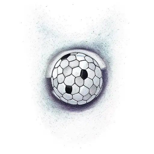 A minimalist tattoo of a soccer ball with a mermaid tail tattoo design idea