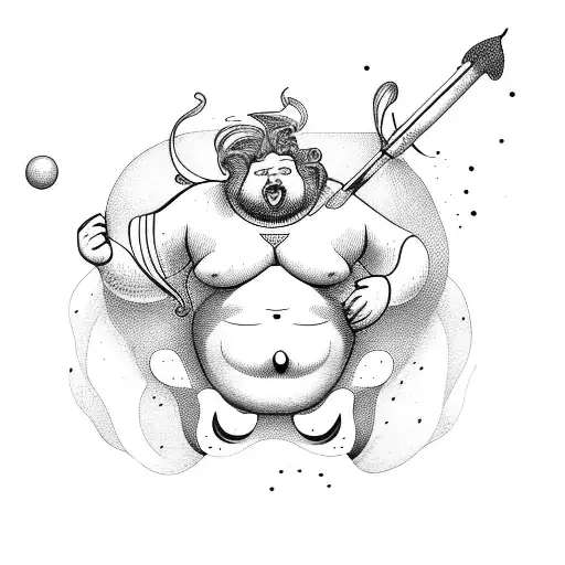 fat merman with trident tattoo design idea