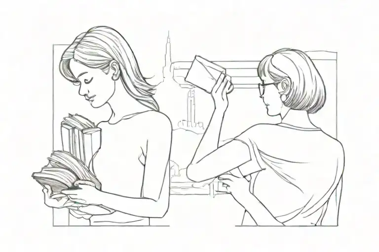 books, NYC, traveling, mother and daughter   tattoo design idea