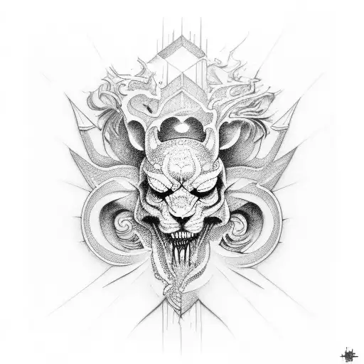 persone stanging front of the fake world tattoo design idea