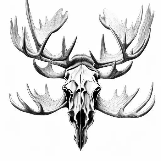 moose skull tattoo design idea