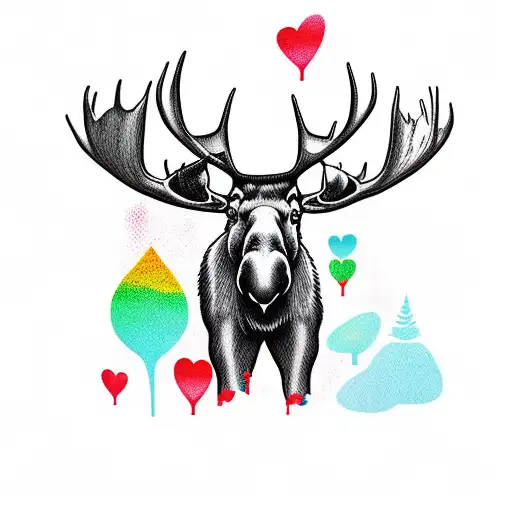 moose love tattoo design idea
