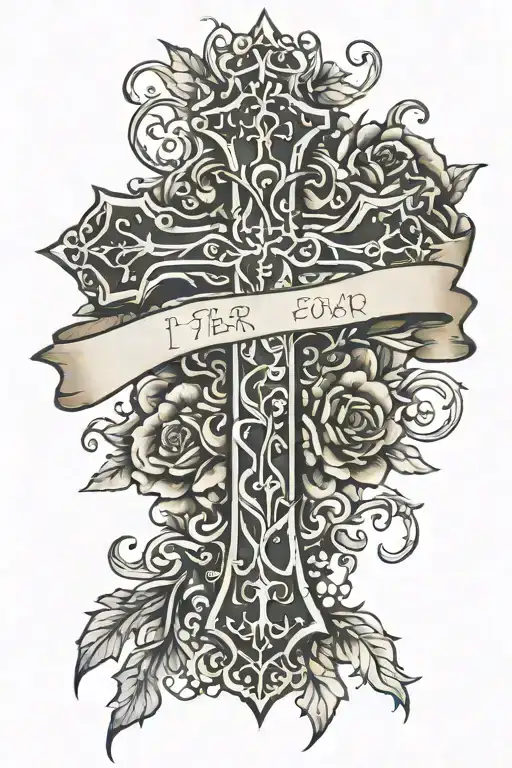 cross with fear not and Isaiah 41:10 in forearm  tattoo design idea