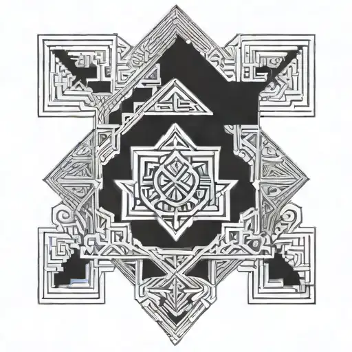 turkic Tengri inspired geometric tattoo design idea