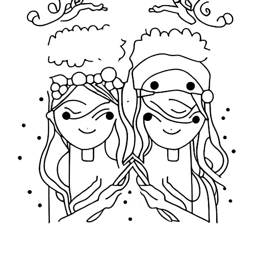 A minimalist tattoo of two sisters holding hands, representing the strong bond between siblings. tattoo design idea