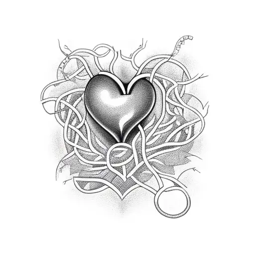 heart with magic and vines tattoo design idea
