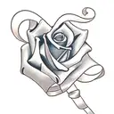 create a cross that has a ribbon wrapped around the cross, with a cool design on the outside that includes a few roses a tattoo design idea