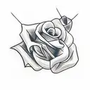 create a cross that has a ribbon wrapped around the cross, with a cool design on the outside that includes a few roses a tattoo design idea