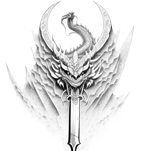 sword with dragon wrapped around tattoo design idea