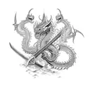 sword with dragon wrapped around tattoo design idea