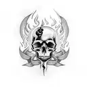 skulls with flame tattoo design idea