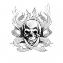 skulls with flame tattoo design idea