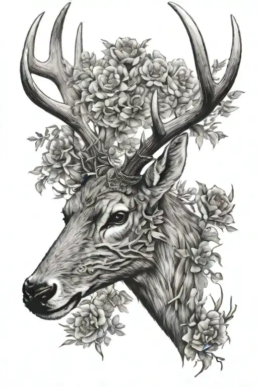 deer antlers tattoo design idea