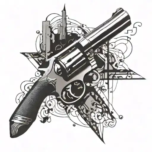 Right next to the silhouette of Vito Corleone might be a classic revolver gun. Smoke from the gun barrel can unify other tattoo design idea
