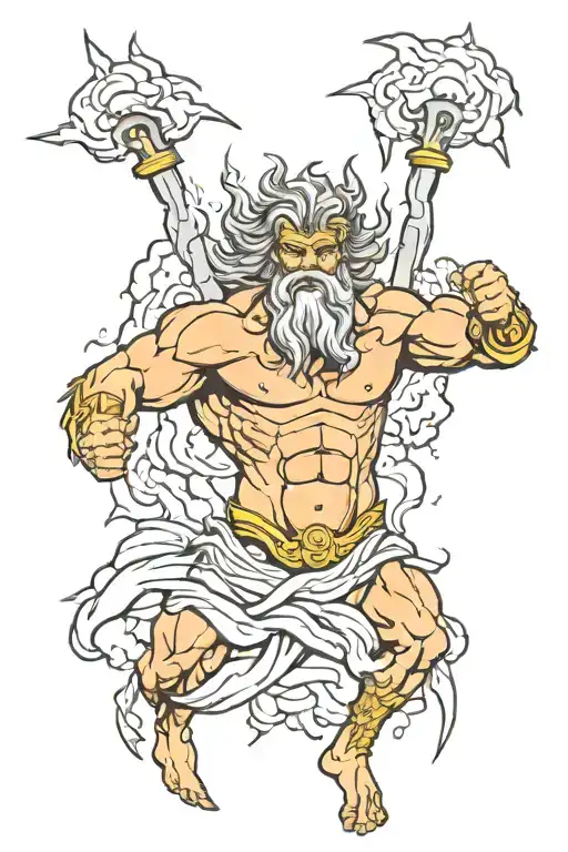 zeus god with lightning tattoo design idea