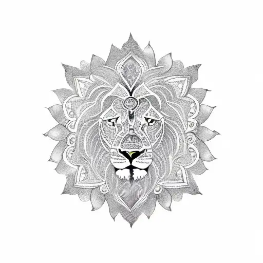 mandala lion  tattoo design idea