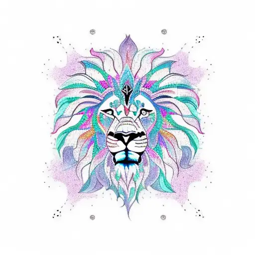 mandala lion  tattoo design idea