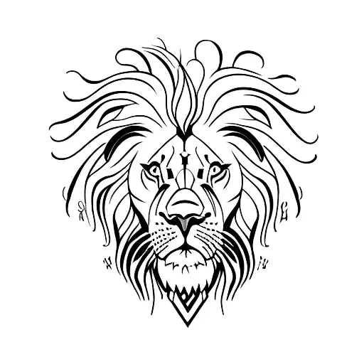 A lion playing a guitar surrounded by musical notes tattoo design idea