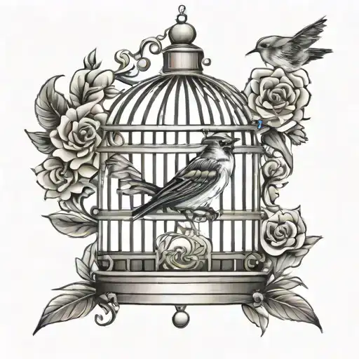 bird cage free  tattoo design idea