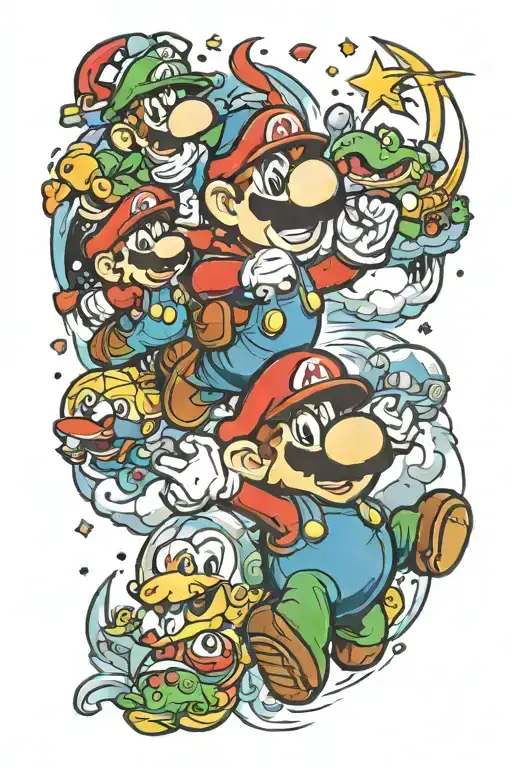 super mario bros universe tattoo design idea