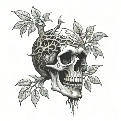skull leon money tree growing tattoo design idea