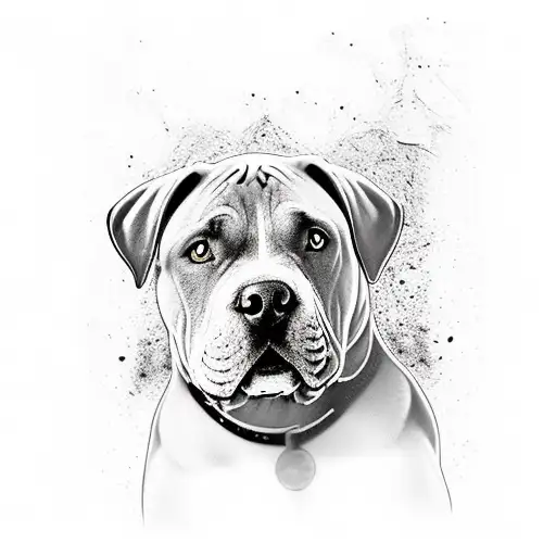 cane Corso pit bull mix black with white chest. 140lbs tattoo design idea