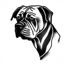 cane Corso pit bull mix black with white chest. 140lbs tattoo design idea