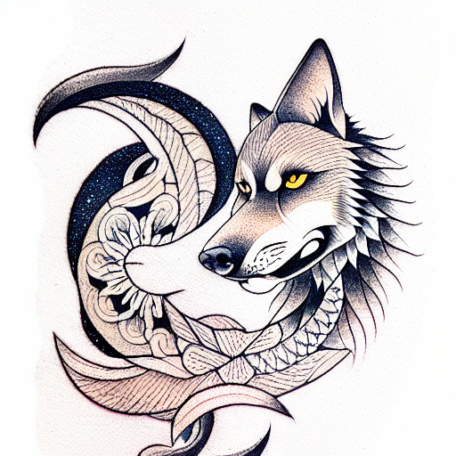 Wolf, moon tattoo design idea