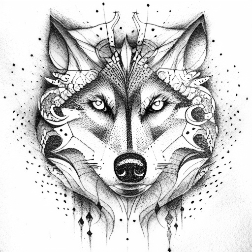 Wolf, moon tattoo design idea