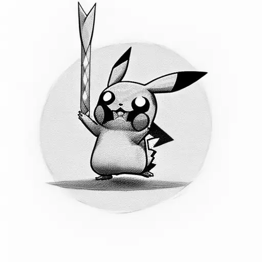 a pikachu which shows two sides, the cutest side and the villain side. also it contains some date of birth Hidden  tattoo design idea