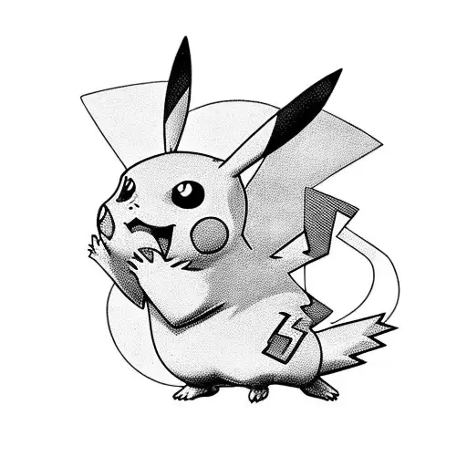 a pikachu which shows two sides, the cutest side and the villain side. also it contains some date of birth Hidden  tattoo design idea